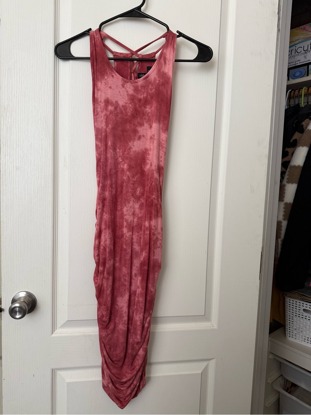 Jessica Simpson Ruched Tie-Dye Midi Dress | Size Large